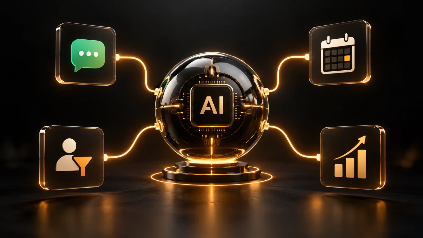 Minimal AI automation and follow-up system visual by Crea8iv Media